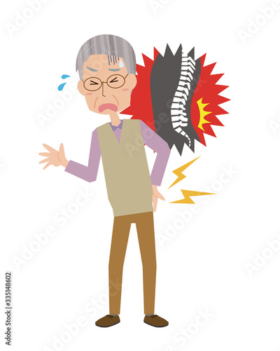 腰痛　男性　ぎっくり腰　高齢者　中高年　おじいさん　老人　全身