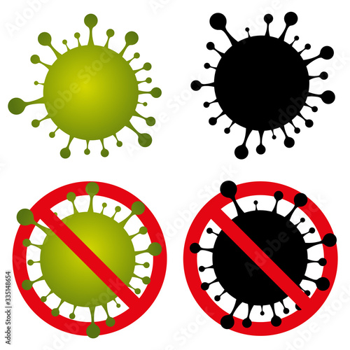 Vector illustration concept coronavirus COVID-19. virus wuhan from china. Quarantine vaccine stop sign
