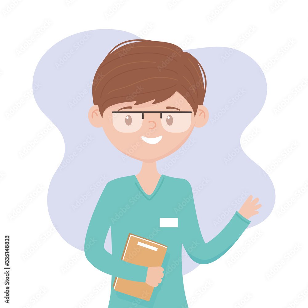 physican with book medical staff professional practitioner cartoon character physican with book medical staff professional practitioner cartoon character