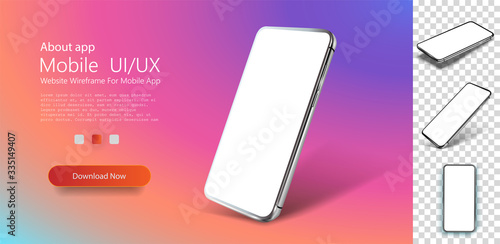Smartphone, great design for any purposes. Realistic cell phone can be a template for infographics, presentation of interface. Frame less smartphone. Vector Illustration UI/UX design. Mockup template