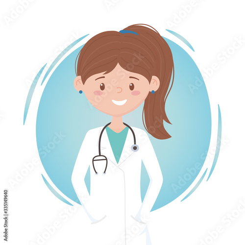smling young female medical staff professional practitioner cartoon character