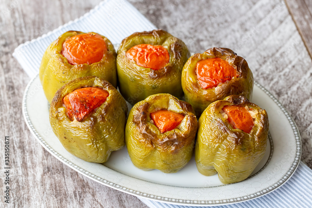 Biber Dolma, Turkish traditional food. Stuffed peppers with rice. (Turkish cuisine) Biber Dolma, Turkish traditional food. Stuffed peppers with rice. (Turkish cuisine)