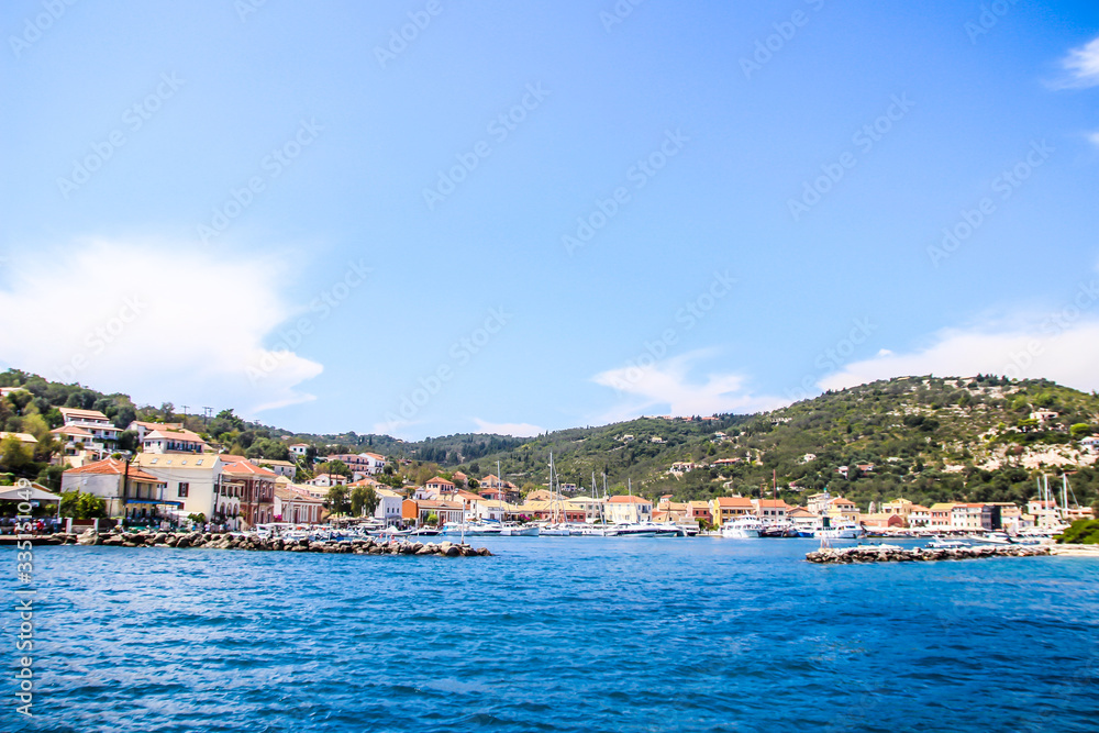 Paxos, Antipaxos islands beaches, sea, waterfront, bays, havens, boats, yachts, Greece