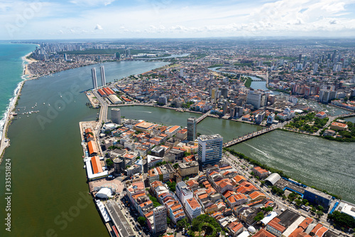 Recife city, Pernambuco, Brazil on March 1, 2014. Aerial view