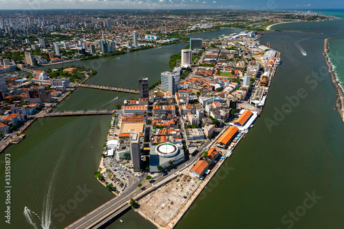 Recife city, Pernambuco, Brazil on March 1, 2014. Aerial view