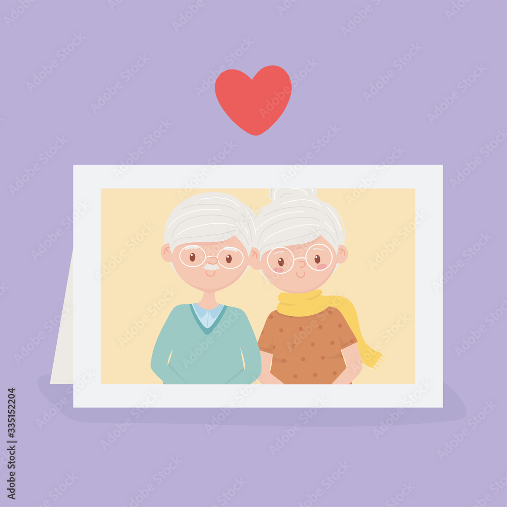 old people, cute couple grandparents in photo frame old people, cute couple grandparents in photo frame