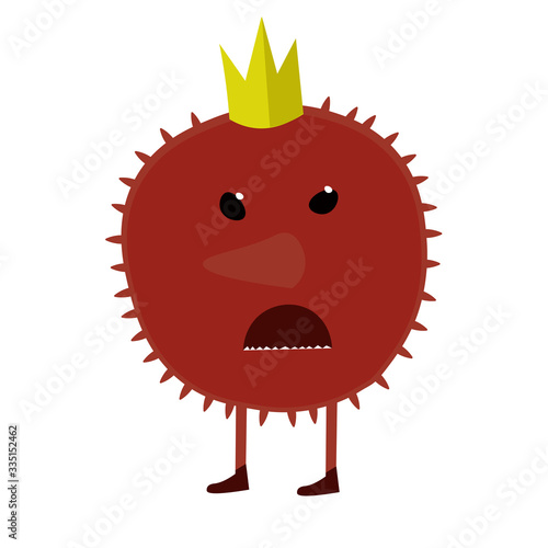 vector illustration. the evil and angry virus covid-19 is drawn in a flat style. Isolated on a white background.