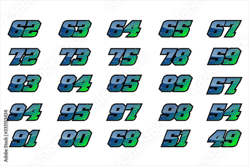 Set of racing number, start racing number, sport race number with halftone dots style vector illustration eps 10