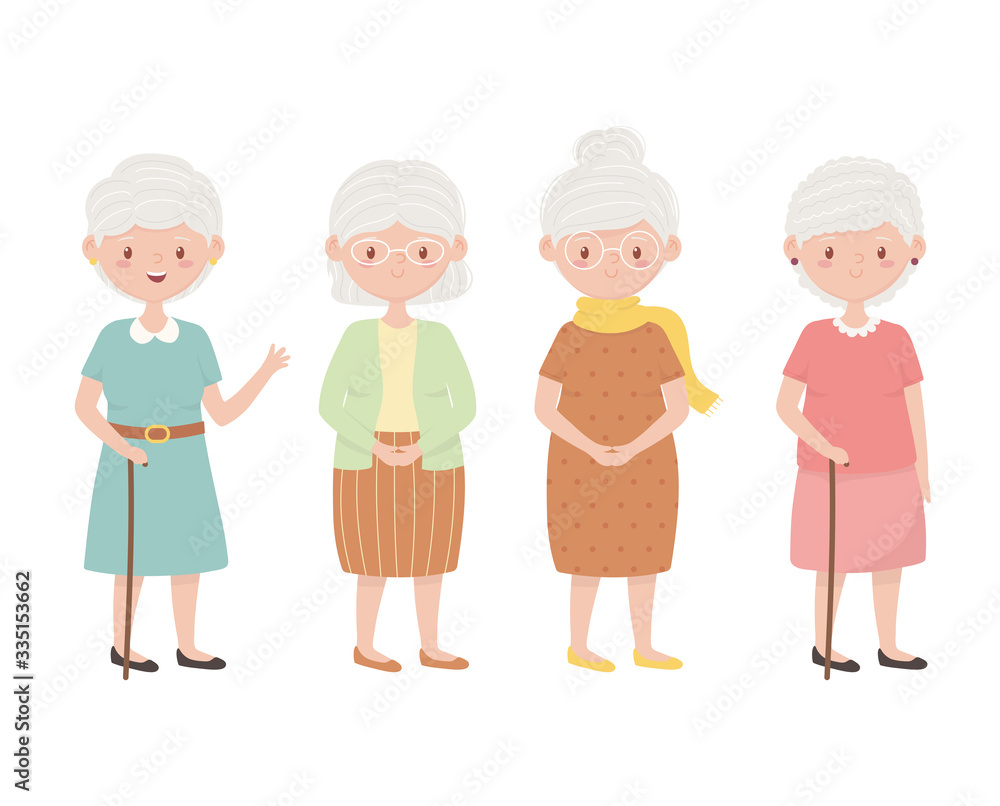 old people, group grandmothers, elderly persons together cartoon characters old people, group grandmothers, elderly persons together cartoon characters