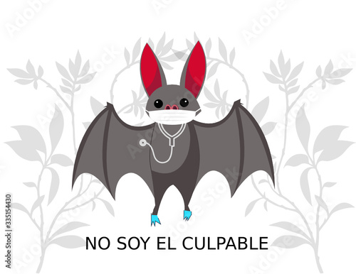 murciélago con mascarilla COVID19