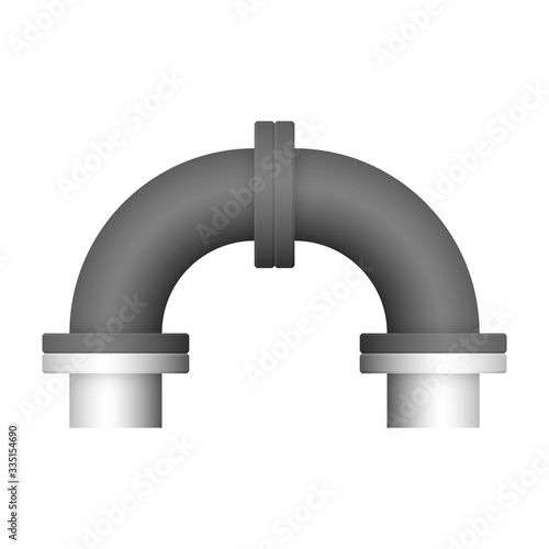 Pipe vector. Connection by flange fitting. For pipeline construction to transport liquid or gas in industry i.e. crude, oil, natural gas. Also water supply infrastructure in plumbing and irrigation.