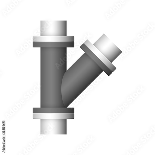 Pipe vector icon. Made from steel or metal connection by flange fitting fixing by screw and bolt. Part for pipeline construction to transport oil and gas in industry, water in plumbing and irrigation.