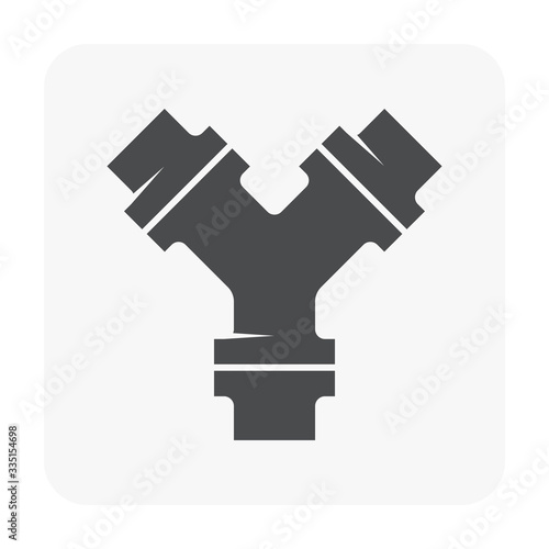 Pipe vector. Connection by flange fitting. For pipeline construction to transport liquid or gas in industry i.e. crude, oil, natural gas. Also water supply infrastructure in plumbing and irrigation.