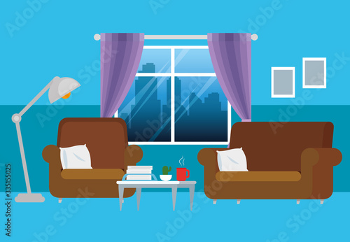 living room home place with couch vector illustration design