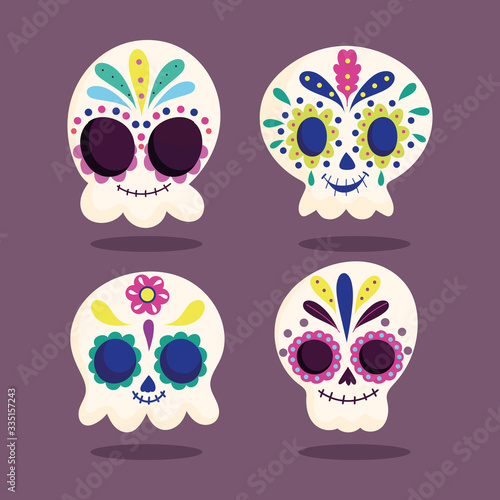 day of the dead, catrinas skull floral flower ornament traditional mexican celebration
