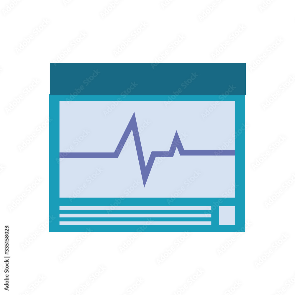 Heart pulse inside screen flat style icon vector design Heart pulse inside screen flat style icon vector design