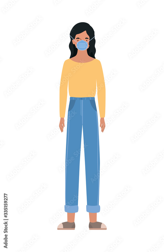 Avatar women with medical masks vector design