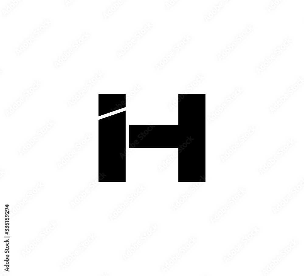 Obraz premium Initial 2 letter Logo Modern Simple Black IH