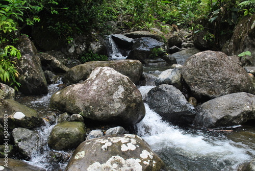 Rivers and waterfalls in the tropical forest of Panama 