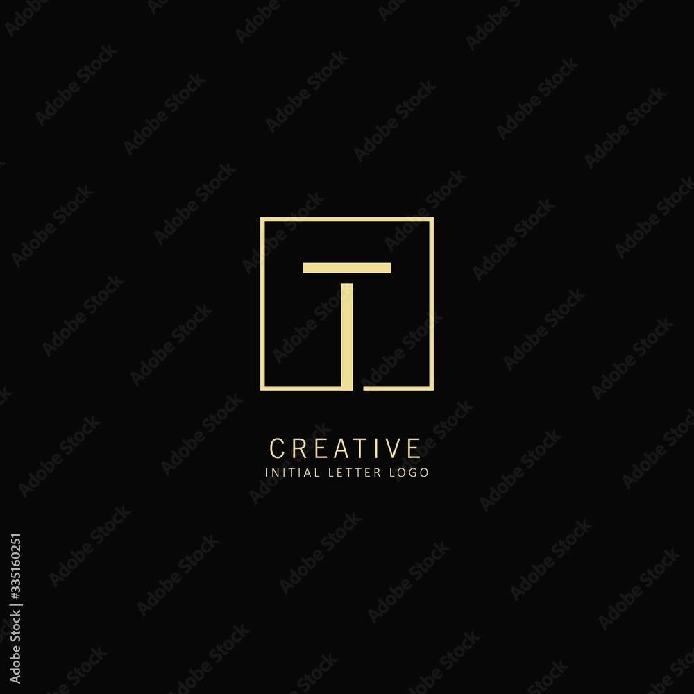 Creative Initial letter T Logo with Square Element, Design Vector Illustration for Company Identity