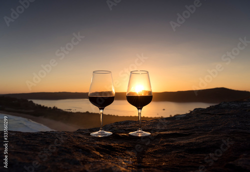 Red wine at sunset  Palm Beach  Australia