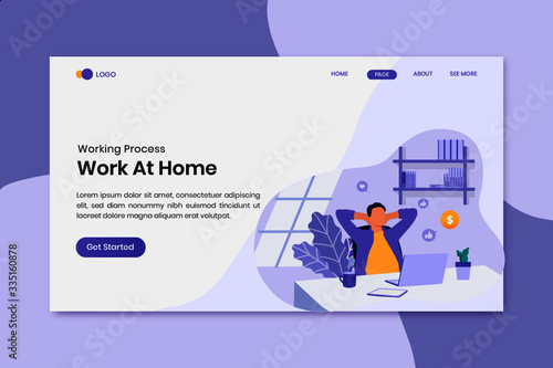 Work at home freelancer concept on landing page