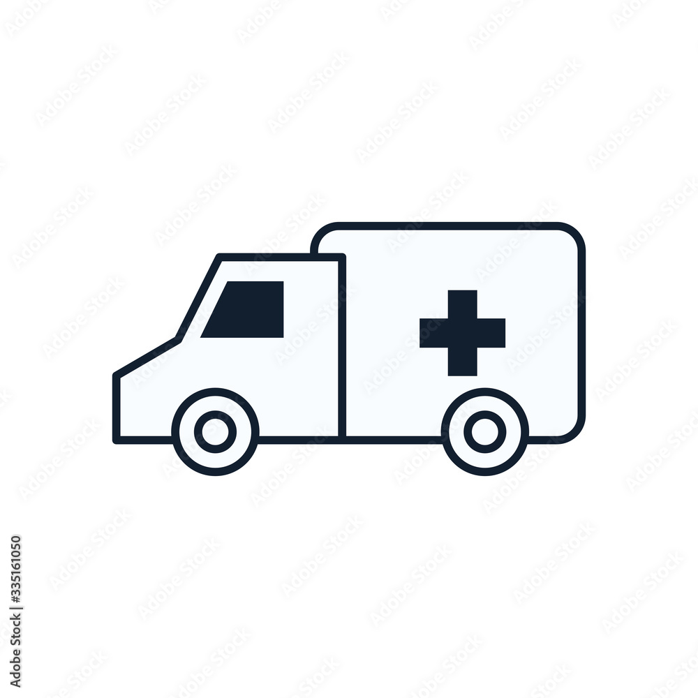 Ambulance with cross line style icon vector design Ambulance with cross line style icon vector design