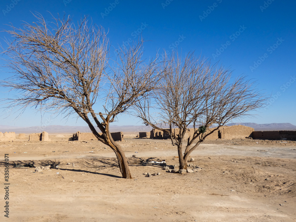 Antofagasta/Chile; 03/18/2019: abandoned nitrate offices in the middle of the desert Antofagasta/Chile; 03/18/2019: abandoned nitrate offices in the middle of the desert