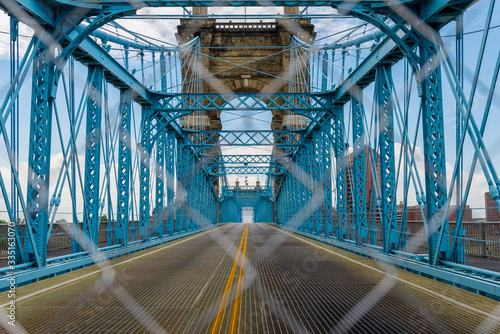 The John A Roebling suspension bridge 1867 in Cincinnati Ohio photo