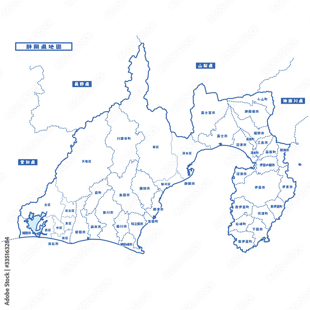 静岡県地図 シンプル白地図 市区町村 Stock ベクター Adobe Stock