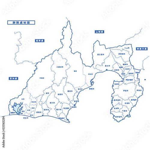 静岡県地図 シンプル白地図 市区町村 Stock ベクター Adobe Stock