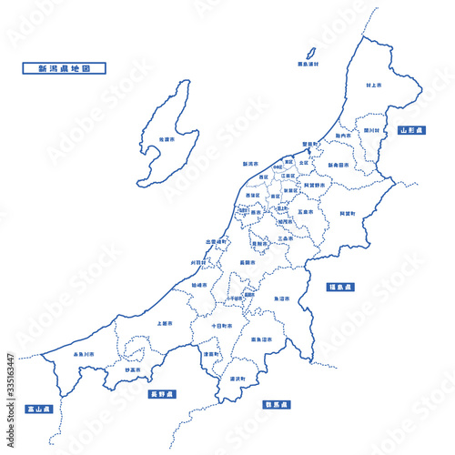 新潟県地図 シンプル白地図 市区町村