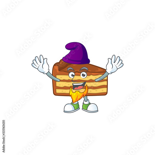 Sweet fairytale of chocolate slice cake Elf cartoon character