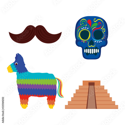 set icons traditional of cinco de mayo vector illustration design