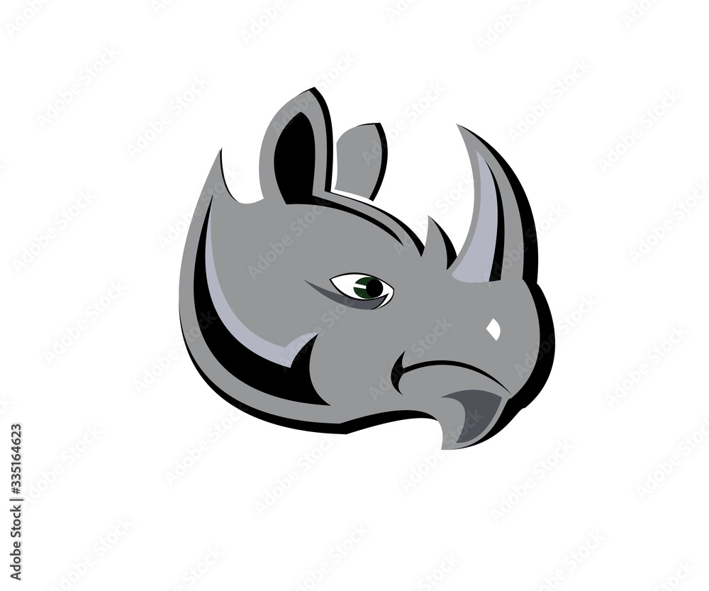 rhino head logo design vector
