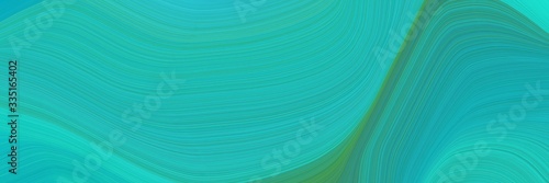 abstract decorative horizontal header with light sea green, medium sea green and sea green colors. dynamic curved lines with fluid flowing waves and curves