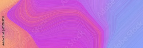 abstract artistic designed horizontal banner with medium orchid, light pastel purple and light coral colors. dynamic curved lines with fluid flowing waves and curves