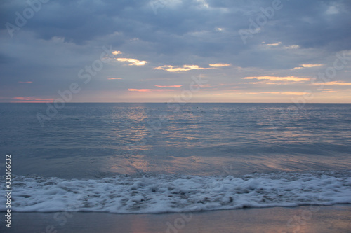 Local public beach during sunset