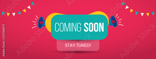 Coming soon cover photo for social media marketing in different flat colours. Coming soon stay tuned banner for website and facebook marketing