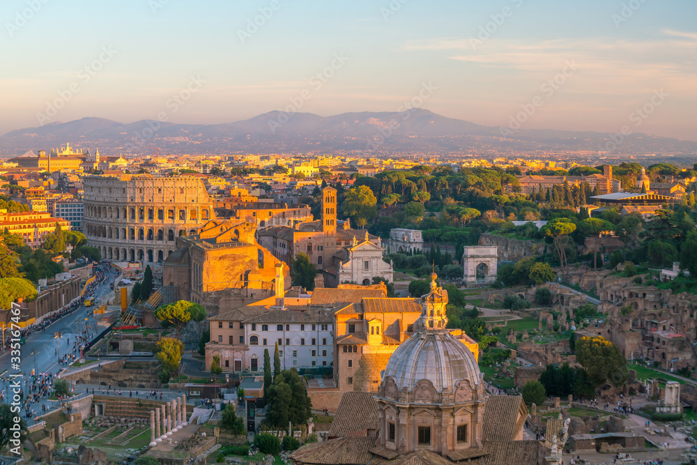 Top view of  Rome city skyline in Italy.