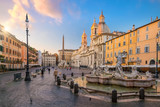 Piazza Navona in Rome, Italy at sunrise