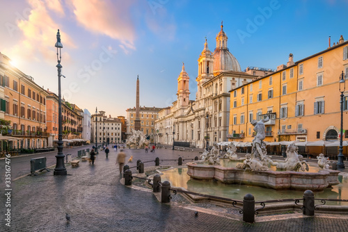 Piazza Navona in Rome  Italy at sunrise