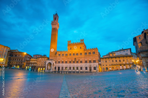 Piazza del Campo in Siena, Italy at twilight