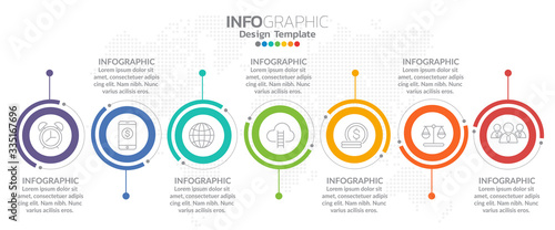 Infographic template design with 6 color options.