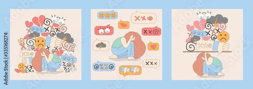 three cyber bullying illustrations