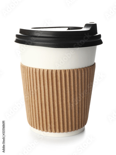 Takeaway coffee cup on white background