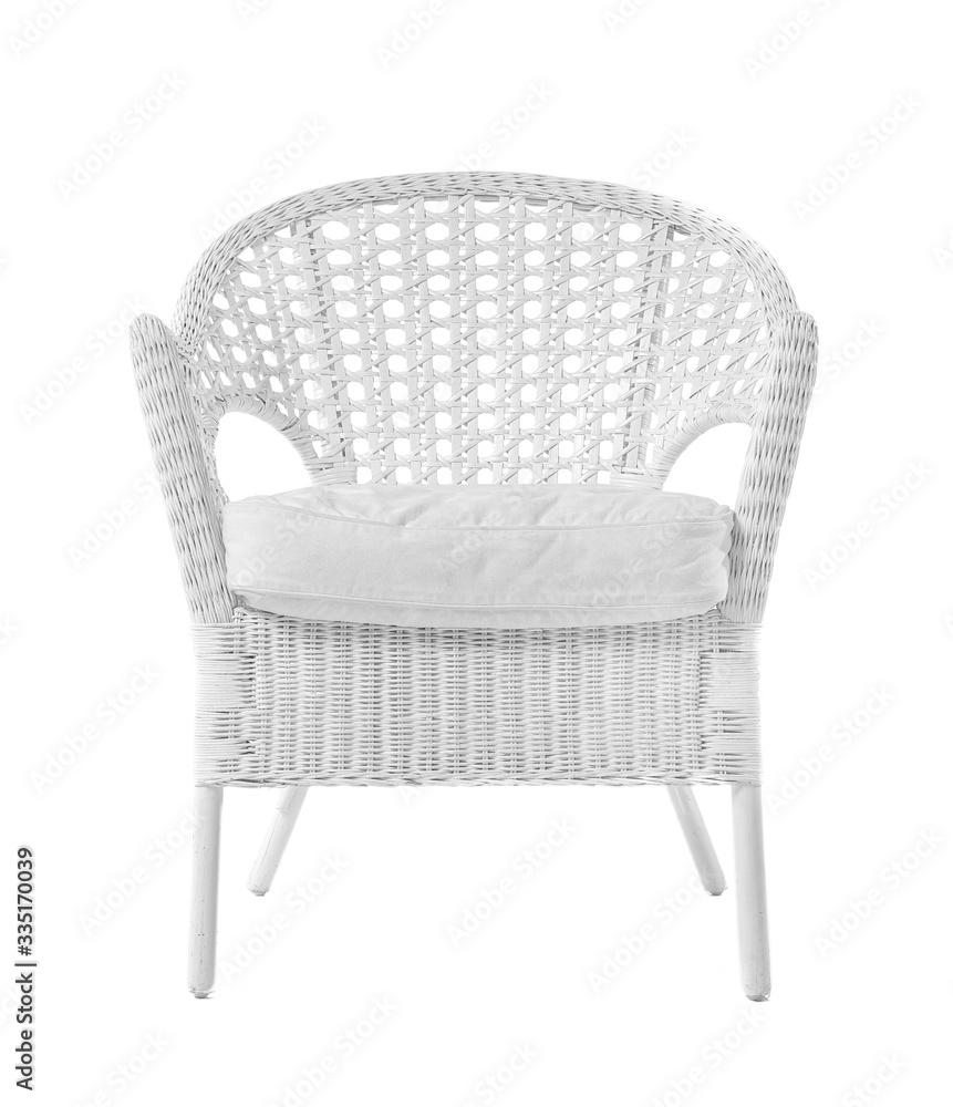 Wicker armchair on white background Wicker armchair on white background