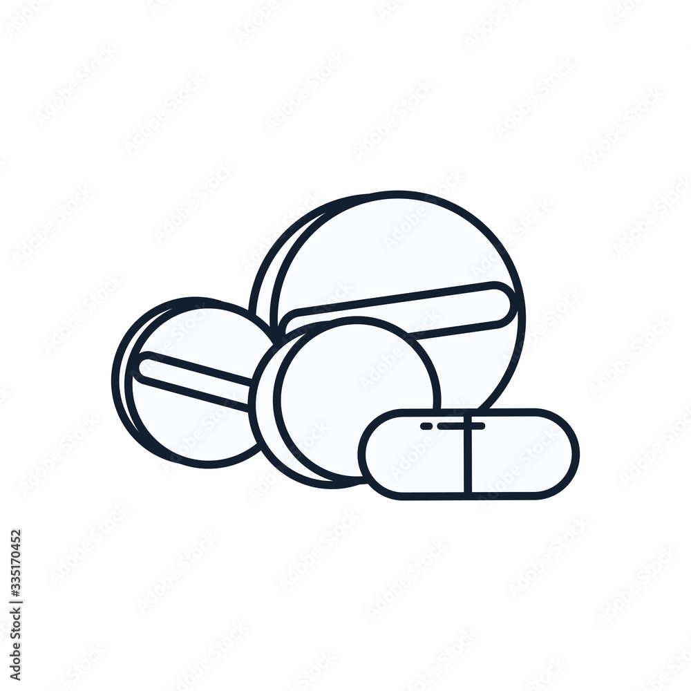 Pills line style icon vector design Pills line style icon vector design