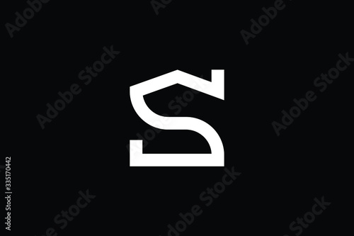 Logo design of S in vector for construction, home, real estate, building, property. Minimal awesome trendy professional logo design template on black background.