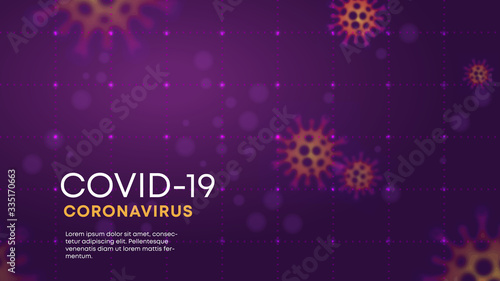 Coronavirus banner with bacteria - global pandemic  quarantine concept. Abstract virus Infection background illustration. 